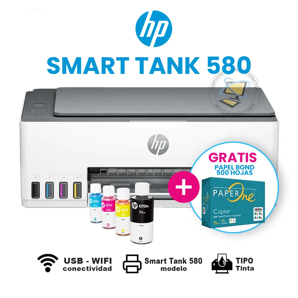 Impresora Hp Smart Tank 580 Multifuncional Con Wifi Bluetooth HP