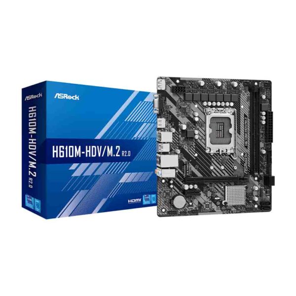 PLACA ASROCK H610M-HDV/M.2 R2.0 INTEL H610 LGA 1700 DDR4 M.2 SATA3.0 MICRO ATX P/N: 90-MXBH60-A0UAYAZ