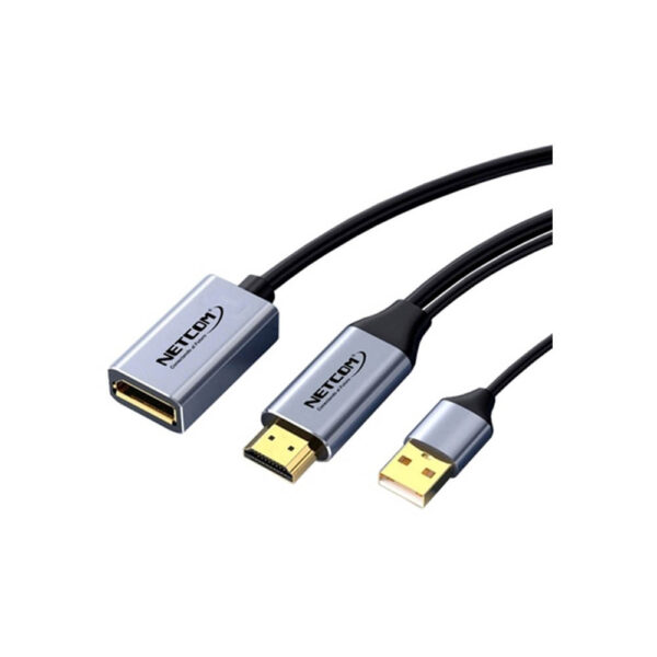 CABLE ADAPTADOR HDMI MACHO A DISPLAYPORT HEMBRA DE 0.5 MTS UHD 4K@60Hz - NETCOM