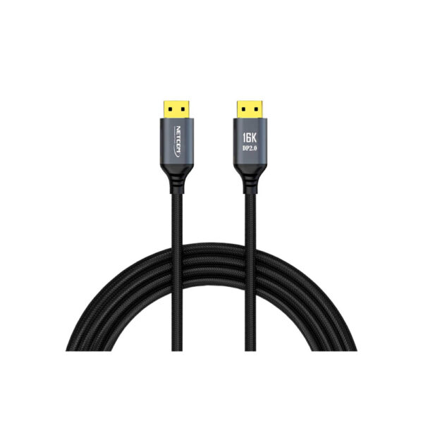 CABLE DISPLAYPORT A DISPLAYPORT DE 1.80 MTS SUHD 16K @60Hz, 8K @120Hz, 4K @240Hz VERSION 2.1 NYLON - NETCOM
