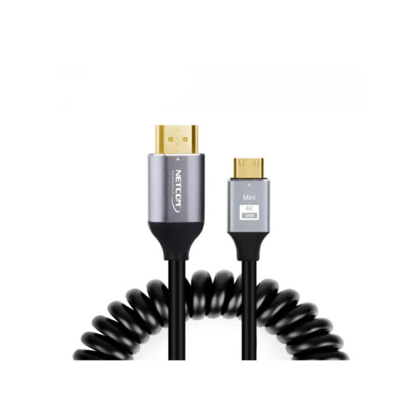 CABLE MINI HDMI A HDMI ESPIRALADO DE 1.50 MTS  UHD 4K@60Hz V2.0 - NETCOM
