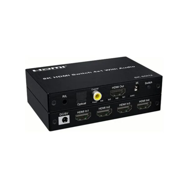 SWITCH HDMI 4 X 1 V2.1 UHD 8K@60Hz AUIDO 3.5MM, RCA, TOSLINK - NETCOM