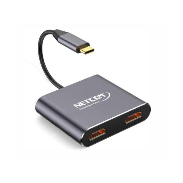ADAPTADOR USB-C 4 EN 1, 2 HDMI 4K@60Hz, 1 USB 3.0, 1 USB-C PD- NETCOM