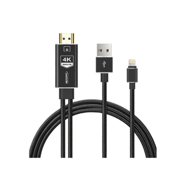 CABLE ADAPTADOR  LIGHTNING A HDMI DE 1.80 MTS UHD 4K@60Hz - NETCOM