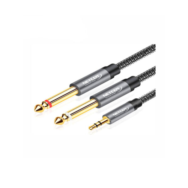 CABLE DE AUDIO 1 PLUG 3.5MM A 2 PLUG MONO 6.3MM DE 1.80 MTS - NETCOM