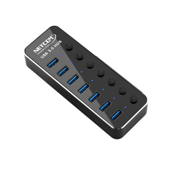 ADAPTADOR HUB USB 3.0 DE 7 PUERTOS CON FUENTRE DE ALIMENTACION - NETCOM