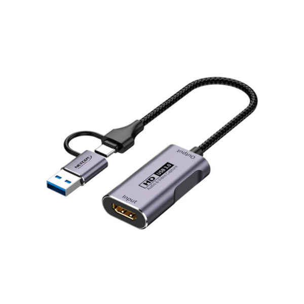 CAPTURADOR DE VIDEO USB 3.0 Y USB TIPO C A HDMI - TRANSMISION EN VIVO (Input 4K@60HZ, Ouput 1080p@60Hz)- NETCOM