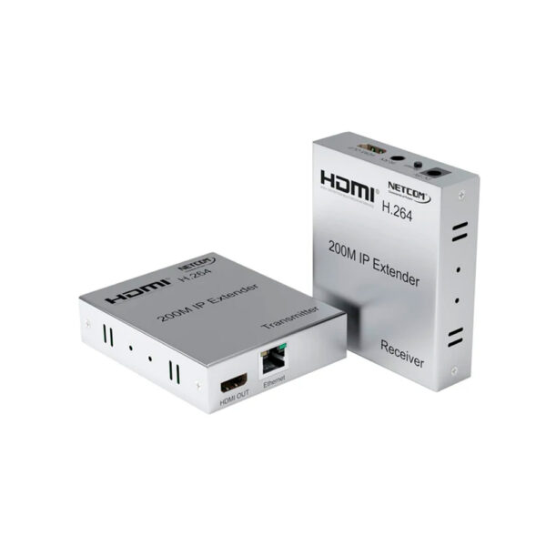 EXTENDER HDMI OVER IP DE 200 MTS TRANSMISION VIA CAT5E/6/7/8  - NETCOM