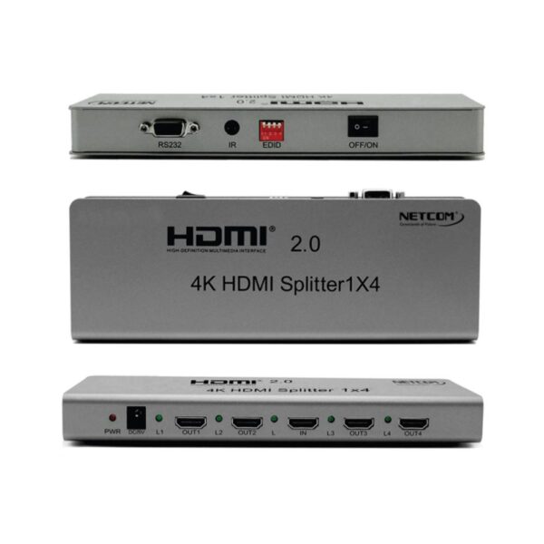 SPLITTER HDMI 1 X 4 V2.0 UHD 4K@60Hz (1 INGRESO 4 SALIDAS) - NETCOM