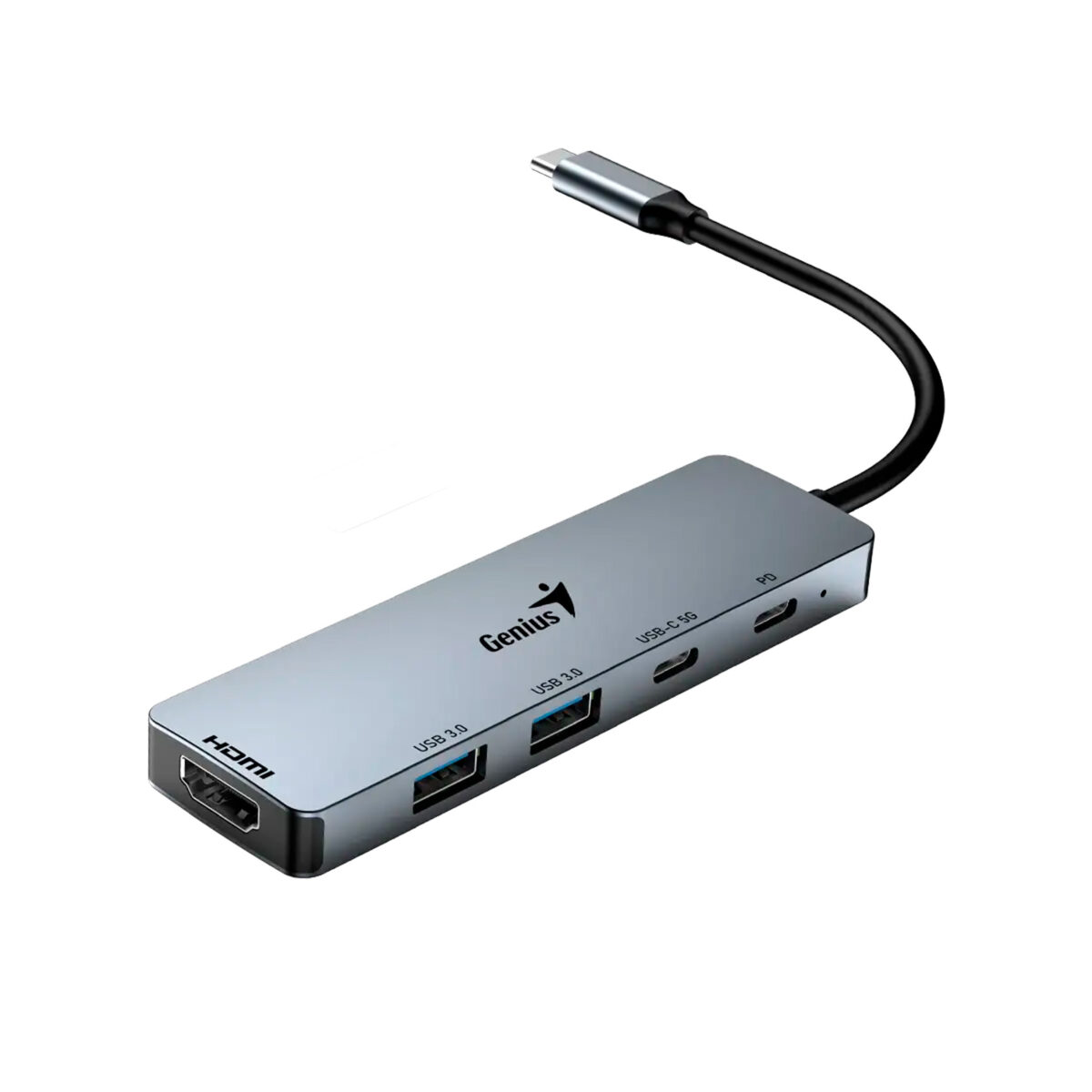 HUB USB-C GENIUS UH-500 2 USB-A 3.0 / 1 USB-C / 1 HDMI 4K POWER DELIVERY 100W SILVER (31240003400) - Imagen 2