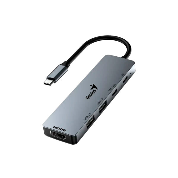 HUB USB-C GENIUS UH-500 2 USB-A 3.0 / 1 USB-C / 1 HDMI 4K POWER DELIVERY 100W SILVER (31240003400)
