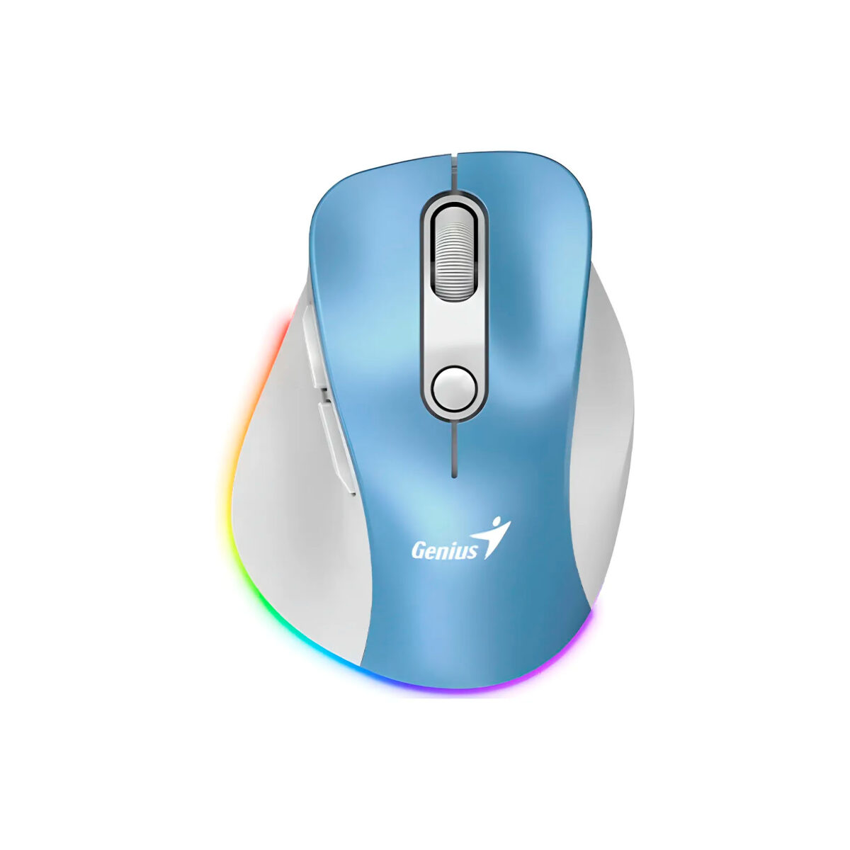 MOUSE GENIUS ERGO 9000S PRO RECARGABLE DUAL WIRELESS/BT 6-BOT SILENT RGB LIGHT BLUE (31030039401) - Imagen 1