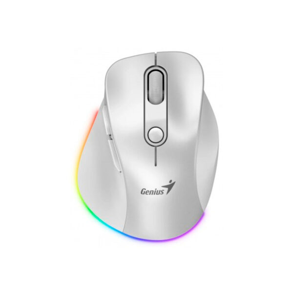 MOUSE GENIUS ERGO 9000S PRO RECARGABLE DUAL WIRELESS/BT 6-BOT SILENT RGB PEARL WHITE (31030039400)