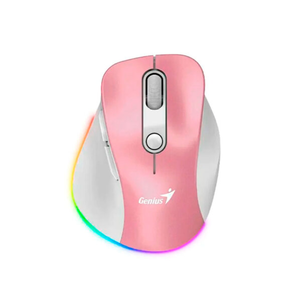 MOUSE GENIUS ERGO 9000S PRO RECARGABLE DUAL WIRELESS/BT 6-BOT SILENT RGB PINK (31030039403)