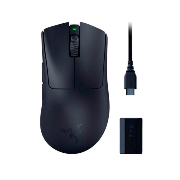 MOUSE RAZER DEATHADDER V3 PRO 30K DPI MULTI-DISPOSITIVO 90H WIRELESS / USB-C SWITCH OPTICO 90M + DONGLE WIRELESS HYPERPOLLING BLACK (RZ01-04630300-R3WL)