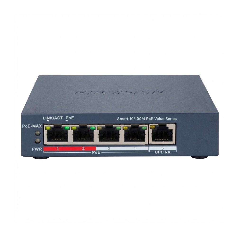 Switches HIKVISION DS-3E1105P SWITCHES HIKVISION DS-3E1105P-EI/M SWITCH SMART DE 4 PUERTOS POE 10/100, 1 UP LINK RJ45 10/100 - Imagen 1