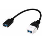 ACOPLADOR USB HEMBRA HEMBRA V3.0  PARA PLACA DE PARED CON CABLE DE 15CM - TRAUTECH