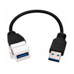 ACOPLADOR USB MACHO HEMBRA V3.0  PARA PLACA DE PARED CON CABLE DE 15CM - TRAUTECH