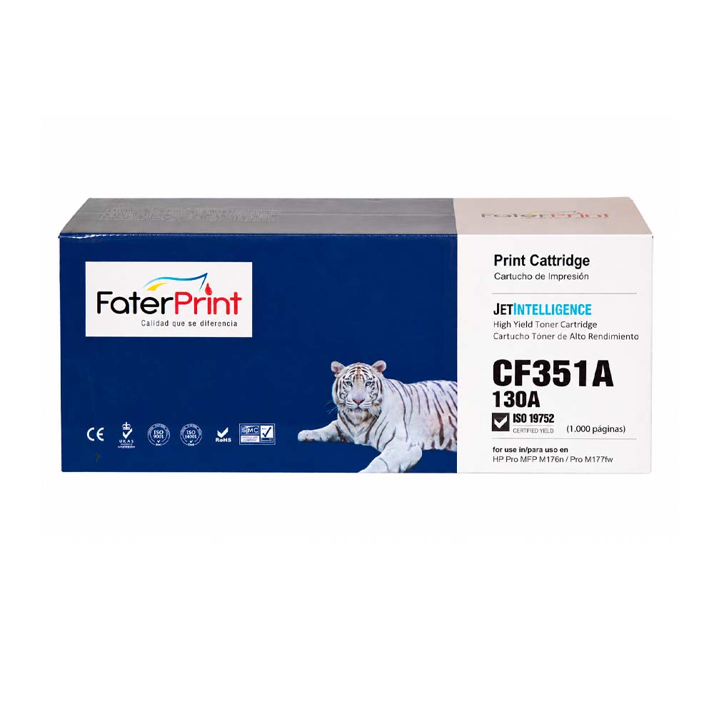 TONER COMPATIBLE 130A CF351A CYAN PARA HP Pro MFP TONER COMPATIBLE 130A CF351A CYAN PARA HP Pro MFP M176n / Pro M177fw - Imagen 1